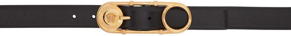 Versace Black Safety Pin Belt