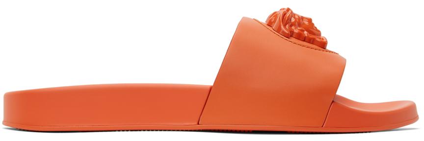 Versace Orange 'La Medusa' Slides