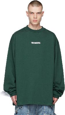 VETEMENTS Green Long Sleeve Logo T-Shirt