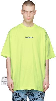 VETEMENTS Yellow Logo Label T-Shirt