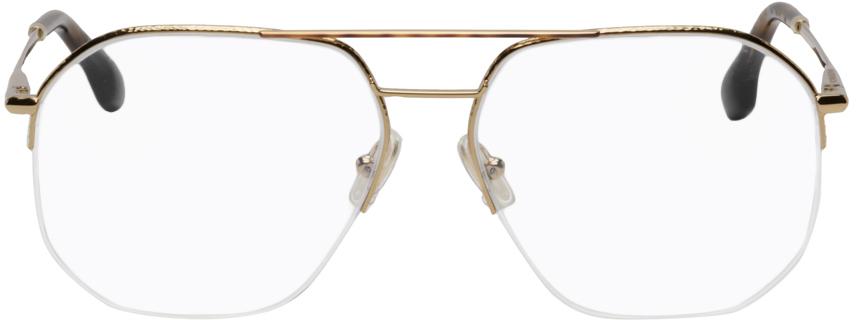 Victoria Beckham Gold Thin Oversized Retro Glasses