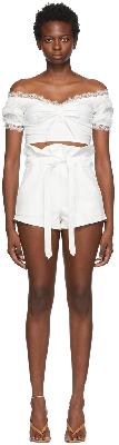 Wandering White Canvas Belted Shorts