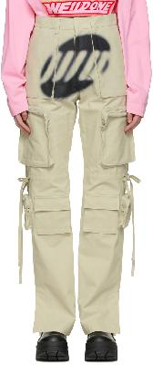 We11done Beige Cotton Cargo Trousers