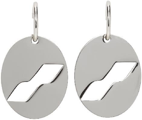 We11done Silver Logo Motif Earrings