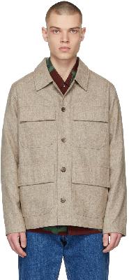 Wood Wood Taupe Clive Wool Shirt