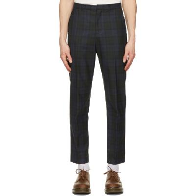 Wood Wood Black & Navy Check Surrey Trousers