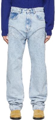 Y/Project SSENSE Exclusive Blue Crystal Rhinestone Jeans
