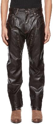 Y/Project Brown Cowboy Faux-Leather Pants