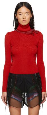 Y/Project Red Merino Tulle Pull Turtleneck