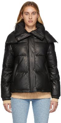 Yves Salomon - Army Black Leather Puffer Down Jacket