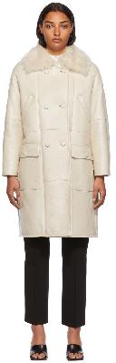 Yves Salomon Off-White Patent Lambskin Double-Breasted Long Coat