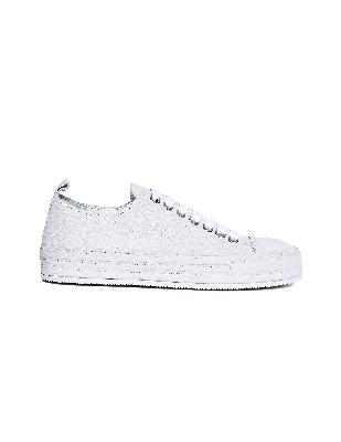 Ann Demeulemeester White Suede Low-Top Sneakers