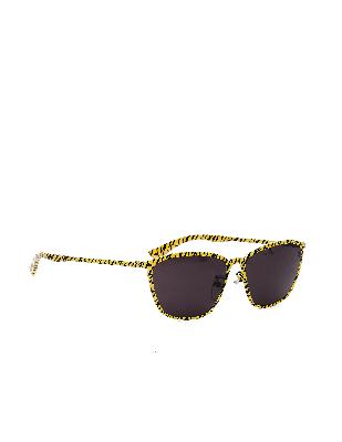 Balenciaga Yellow Zebra Printed D-Frame Sunglasses