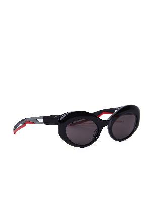 Balenciaga Black Hybrid Oval Sunglasses