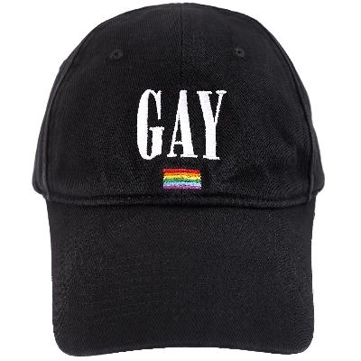 Balenciaga Black Embroidered GAY Cap