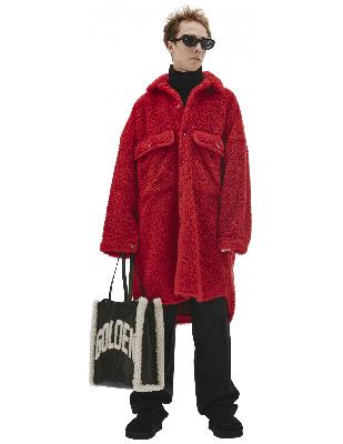 Doublet Recycle Fur Oversized Red Coat