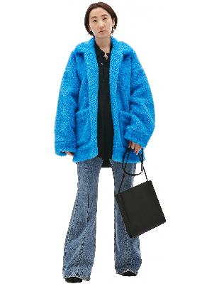 Doublet Light Blue Painting Print Faux-Shearling Jacket