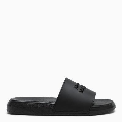 Black logo-lettering rubber slippers